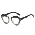 Lunettes de soleil papillon œil de chat chic avec monture noire texturée et bords clairs - Monture Écaille Noire Verres Transparents