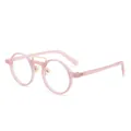 Vintage round pink sunglasses with transparent frames and stylish golden double bridge - Transparent Pink Frame Clear Lens