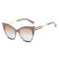 Lunettes de soleil œil de chat oversize avec détails écaille et verres dégradés - Monture Khaki Écaille Verres Marron Bleu