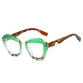 Lunettes de soleil papillon chics avec dégradés verts et branches en écaille - Monture Léopard Vert Verres Transparents