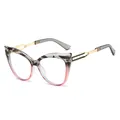 Lunettes de soleil œil de chat avec monture dégradé rose-gris et branches dorées - Écaille Grise Rose Verres Transparents