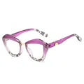 Lunettes de soleil papillon oeil de chat avec monture dégradée violette et métal doré - Monture Écaille Violette Verres Transparents