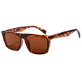 Fashionable square tortoise shell sunglasses with dark amber lenses for a retro style - Tortoiseshell Frame Tea Lens