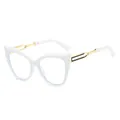 Lunettes œil de chat chic avec monture blanche oversize et branches en métal doré - Blanc Verres Clairs