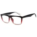 Fashionable square sunglasses with black to red gradient frame and dark lenses - Black Red Pink Gradient Frame Clear Lens