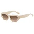Lunettes de soleil œil de chat monture beige crème et verres dégradés marron femme - Monture Beige Verre Dégradé Thé