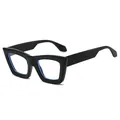 Fashionable thick black square frame sunglasses with blue light blocking lenses - Black Frame Clear Lens