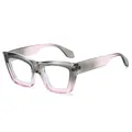 Fashionable oversized gradient grey-pink frame eyeglasses with clear lenses style W2284 - Grey Pink Gradient Clear Lens