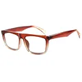 Retro square sunglasses featuring brown gradient resin frames and stylish clear temples - Gradient Brown Frame Clear Lens