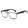 Square fashion sunglasses featuring translucent grey frames and classic black temples - Gray White Gradient Frame Clear Lens