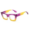 Fashionable gradient purple and yellow oversized square sunglasses with transparent frame - Purple Yellow Gradient Clear Lens