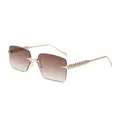 Gafas de sol sin montura con patillas de cadena dorada y cristales degradados - Montura Dorada Doble Té
