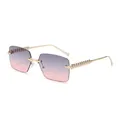 Gafas de sol sin montura con lentes degradadas en púrpura y patillas con tachuelas doradas - Montura Dorada Lentes Gris Rosa