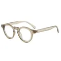 Vintage round olive green sunglasses with acetate frame and metallic rivets decoration - Regular / Transparent Tea Frame Clear Lens