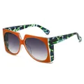 Fashionable square frame sunglasses in vibrant orange with camouflage patterned temples - Orange Frame Double Gray Lenses