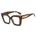 Square tortoise shell sunglasses with gold braided metal detail on temple - Tortoise Frame Clear Lens / Clear Lens