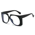 Modern square black sunglasses with blue light lenses and a thick resin frame - Bright Black Frame Clear Lens