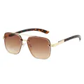 Retro double-bridge pilot sunglasses with gold metal frame and gradient brown lenses - Gold Frame Gradient Tea