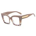 Oversize gradient brown and tortoiseshell sunglasses with textured gold metal accents - Khaki & Tortoise Split Frame Clear Lens / Clear Lens