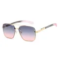 Retro pilot sunglasses with double bridge gold metal frame and purple gradient lenses - Gold Frame Gray Pink Lens