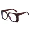 Deep red square frame sunglasses with thick temples and wide fashion design - Dark Brown Frame Clear Lens