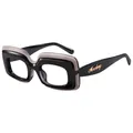Lunettes de soleil carrées noir et gris translucide avec logo doré sur la branche - C8 Monture Noire Verres Transparents