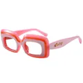 Lunettes de soleil carrées avec monture rose et orange et détail du logo doré - C9 Monture Rose Verres Transparents