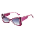 Lunettes de soleil œil de chat à monture fuchsia translucide et verres dégradés - Monture Violette Verres Gris