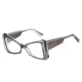 Lunettes de soleil œil de chat gris transparent avec monture papillon épaisse - Monture Grise Verres Transparents