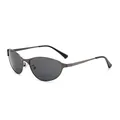 Y2K metallic cat-eye sunglasses with dark grey lenses and gunmetal frames for women - Gunmetal Frame Grey Lens