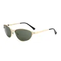 Y2K metal cat eye sunglasses with vintage gold frame and dark oval lenses - Gold Frame Green