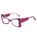 Lunettes de soleil œil de chat en acétate violet translucide avec branches larges - Monture Violette Verre Transparent