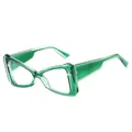 Lunettes de soleil œil de chat élégantes avec monture géométrique verte et verres clairs - Monture Verte Verres Transparents