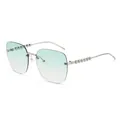 Lunettes de soleil carrées sans monture avec verres dégradés verts et perles - Monture Argentée Vert Rose