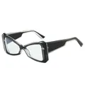 Lunettes de soleil œil de chat tendance avec monture géométrique double couche bicolore - Monture Noire Verres Transparents