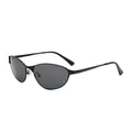 Y2K metallic cat eye sunglasses with dark grey lenses and sleek black frames for women - Black Frame Grey Lens