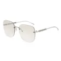 Lunettes de soleil carrées sans monture avec verres dégradés gris et détails en perles - Monture Argentée Verres Mercure Blanc Clair