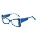 Lunettes de soleil œil de chat pour femmes en bleu transparent avec monture géométrique - Monture Bleue Verres Transparents