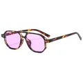 Lunettes de soleil pilote en écaille avec verres violets et double pont élégant - Monture Écaille Verres Violets