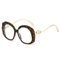 Tortoiseshell oval sunglasses with wavy frames and gold double-heart metal temples - Optical Frame (C9) / Tortoise Frame Clear Lens