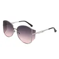 Oversized Sonnenbrille mit lila Verlaufsgläsern und silbernem Metallrahmen-Detail - Silberrahmen Grau Rosa