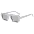 Lunettes de soleil rectangulaires argent mat futuristes avec monture épaisse et verres gris - Monture Argent Verres Miroir Argent