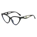 Chic black cat-eye sunglasses with gold hollow metal temples and pearl accent - Anti-Blue Light Plain Lens / Black Frame Clear Lens