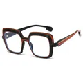 Retro square frame sunglasses in black and orange with blue light blocking lenses - Black Red Frame Clear Lens