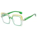 Square eyewear frame with multi-layered neon green and yellow transparent finish - Green Yellow Frame Clear Lens