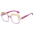 Square multilayer frames in yellow and magenta with clear lenses for stylish look - Purple Yellow Gradient Clear Lens