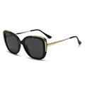 Black butterfly sunglasses with golden scales and grey lenses for men and women - Black Frame Grey Lens