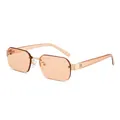 Fashion square metal trim sunglasses with amber lenses and gold frames for women - Light Tea Lens