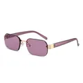 Lunettes de soleil rectangulaires sans monture avec verres violets et pont doré - Lentille Violette
