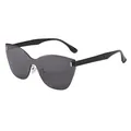 Chic rimless cat-eye sunglasses with gradient grey lenses and sleek black temples - Black Temple / Gray Lens